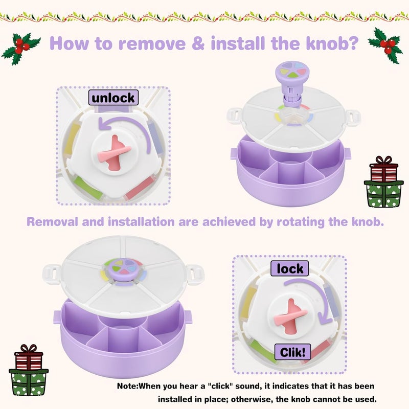 JOOPETALK Kids Reusable Rotating Snack Container with 5 Separate Compartments, Color Matching Opening Lid, BPA/PVC-Free, Dishwasher Safe, Perfect for Travel, School Lunches & On-the-Go Snacking-Purple - Image 5
